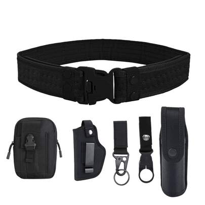 6-Piece Multi-Function Belt, Adjustable Security Guard Duty Belt, Multi-Function Equipment System, Molded Duty Belt Set, Suitable For Law Enforcement Officers, Fitness Enthusiasts