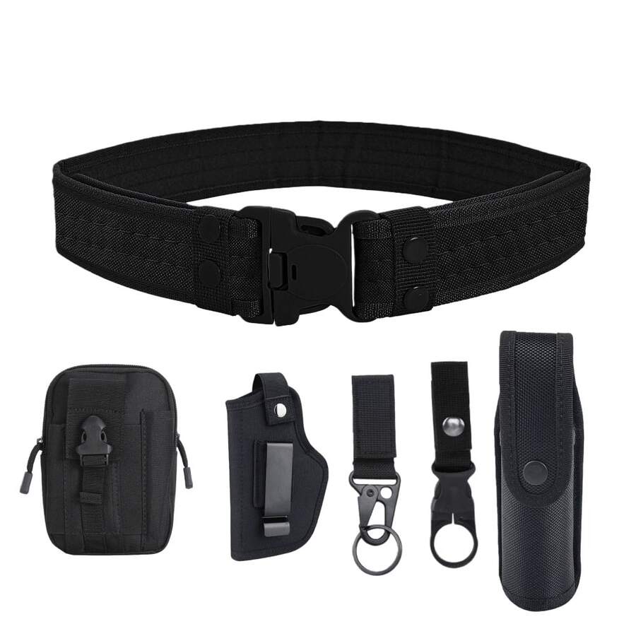 6-Piece Multi-Function Belt, Adjustable Security Guard Duty Belt, Multi-Function Equipment System, Molded Duty Belt Set, Suitable For Law Enforcement Officers, Fitness Enthusiasts - Multicolor - View 1
