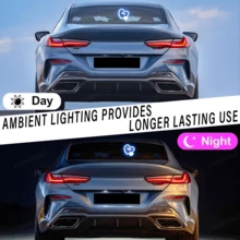 1 Unit, Car Triangular Heart-Shaped LED Light - Double Heart-Shaped Ambient Light With Built-In LED Ambient Light - Solar LED Light, 5 Variation Modes, Car Decoration - Ice Blue - View 8