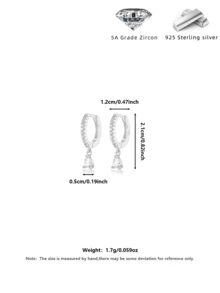 奢华双圈水滴形锆石银耳环，闪亮优雅，适合日常及派对佩戴，女士百搭之选。 - 銀色 - 查看 2