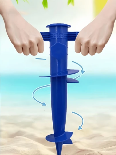 2 Pieces Of Beach Umbrella Hooks + Outdoor Umbrella Stand Base. Strong And Durable Beach Umbrella Sand-Fixing Stakes, Four-Prong Plastic Umbrella Hooks, Can Be Used To Hang Towels/Hats/Clothes/Cameras/Fashion Glasses/Bagbags, Suitable For Beach And Camping Trips.