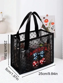 Schwarze transparente Mesh-Tragetasche mit bedruckter Kirschblüten-Schleife und "America" Text, großes Fassungsvermögen, transparente Mesh-Kosmetiktasche, multifunktionale Reise-Tragetasche, Aufbewahrung für Hautpflege und Toilettenartikel, Reise-Make-up-Tasche, Zubehör-Aufbewahrung, Wohndekoration, Badezimmer-Aufbewahrung - Verschiedenfarbig - Übersicht 11