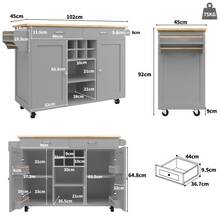 Modern Kitchen Island Table (102*45*92 Cm), Kitchen Cabinet, Dining Room Cabinet, Wooden Dining Cart, Buffet Table, Multifunctional Dining Table With Storage, Grey - Grey - View 2
