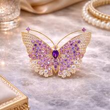 春日优雅蝴蝶胸针，高端精致时尚翻领别针，百搭服饰配饰 - 銀色 - 查看 1