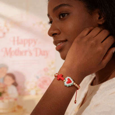 Heart Cross Beaded Bracelet For Women, Elegant Fashion Accessory, Suitable For Daily Wear, Dates, Parties, Perfect Mother's Day, Thanksgiving Gift For Girlfriend, Mom