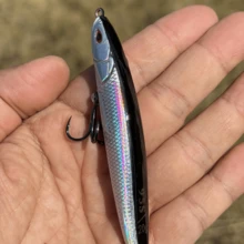 新款夏季海钓金箔反光路亚，这款精心设计的铅笔型路亚，细致地复制了活饵鱼的外观和泳姿。其全息鳞片纹理的身体反射出彩虹般的光泽，而流线型的轮廓使其在水下呈现出逼真的泳姿。 - 彩色 - 查看 5