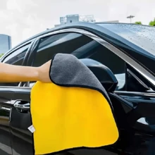 Bộ 5 khăn lau xe dày dặn, kích thước lớn, thấm hút tốt, thích hợp sử dụng trong ô tô và trong nhà, khăn lau hai mặt. - Nhiều màu - Xem 3