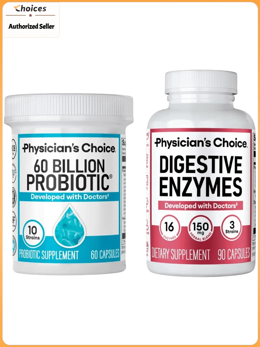 Physician's CHOICE Probiotic Capsules + Digestive Enzyme Capsules | Dietary Supplement Bundle | 150 Count - Pack of 2 - 查看 1