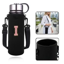 1 túi đựng bình nước thể thao giữ nhiệt 550-1500ml, kiểu đeo chéo, có dây đeo điều chỉnh được, kèm vỏ đựng bình nước thêu chữ A-Z. - màu đen - Xem 16