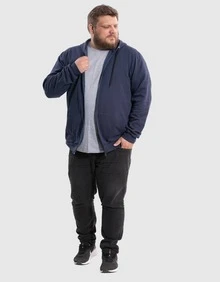 BENSMAT Men's Plus Size Fleece Sweatshirt/Sweater, Winter Style, Sizes G1 G2 G3 G4, Suitable For Cold Weather - Navy Blue - View 4