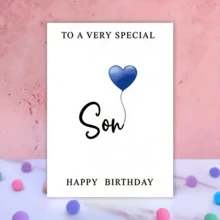 1pc Funny Birthday Card For My Son, To A Special Son With Blue Balloon Design For Son - One Size Fits All - View 3
