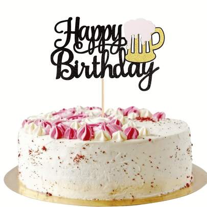 Decorações de Bolo de Aniversário Feliz, Decorações de Bolo em Fonte Fofa, Suprimentos para Festa de Aniversário, Adequado para Decorações de Natal, Decorações de Festa de Aniversário, Acampamento, Piqueniques, Churrascos ao Ar Livre, Decorações de Festa Temática e Outras Festas, Um Essencial para a Festa!