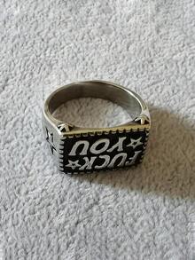 1 chiếc nhẫn chữ cái đầu dòng bạc phong cách Punk, nhẫn đeo tay thiết kế Punk cổ điển phù hợp cho nam giới đeo hàng ngày - Nhiều màu - Xem 5