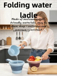 1个加厚可折叠时尚水勺，悬挂式厨房/浴室折叠塑料硅胶便捷勺 - 查看 2