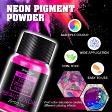 Pó Pigmento Neon, 12 Cores Pó de Mica para Resina Epóxi, Copos, Slime - Pó Pigmento de Cor Neon para Fabricação de Velas, Pintura, Fabricação de Joias, Artesanato DIY. - 12 Cores - Visão 2