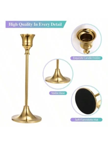 3pcs/6pcs/12pcs Candle Holders, Single Long Stem Brass Plated Iron Candle Holders, For Centerpiece, Candlelight Dinner Photo Props, Dining Table Living Room Home Decor, Candles Not Included - Copper Candlestick - View 4