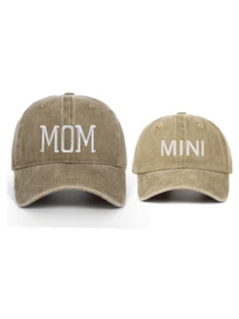 Bộ 2 mũ lưỡi trai thêu chữ "MAMA MINI" mới, quà tặng Ngày của Mẹ và Ngày của Trẻ em. - 2 cái - Xem 10