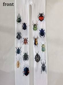 1双Y2K复古昆虫图案性感街头可爱朋克风连裤袜，适合日常穿着、约会、派对等场合。 - 彩色 - 查看 8