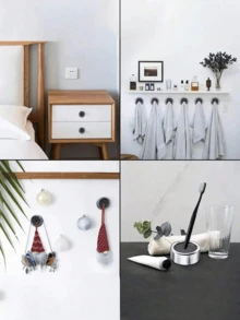 Bộ 3 giá treo khăn tự dính gắn tường, giá treo khăn tròn phù hợp cho phòng tắm, nhà bếp và gia đình, gắn trên tường, tủ, nhà để xe, không cần khoan. - Nhiều màu - Xem 6