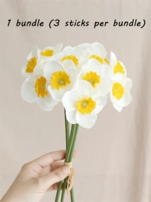 人造水仙花，黄色水仙花束，手工制作，适用于婚礼花艺布置、家居桌面装饰、摄影道具，可用于婚礼装饰、家居装饰、人造花卉摆设等。人造花束易于造型，营造温馨氛围。 - 彩色 - 查看 9