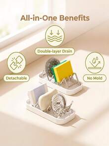 2 Sets Creative Bathroom Soap Dish Drain Rack, Wavy Soap Holder Storage Rack, Minimalist Stainless Steel Kitchen Sink Sponge Holder Organizer - Wavy Drain Storage Rack - View 11