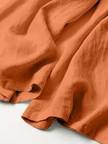 Women's Solid Color Casual Wide Leg Pants With Front Pocket Decor For Autumn Commute - Orange - View 4