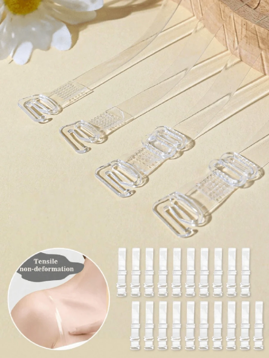 Fashionable Sexy Transparent High Elastic Non-Slip Adjustable Strap Set, Suitable For Various Ladies Bras And Lingerie - Clear - View 1