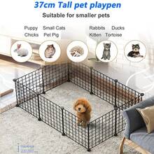 CASALIVA Valla para Mascotas con Puerta,12 Piezas Bricolaje Corral para Mascotas de Metal,Parque para Mascotas,Corral para Mascotas para Animales Pequeños,Jaula Modular,Conejos Gatito,Cachorro,Hámsters - Negro - Ver 6