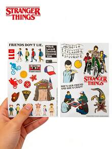1 Set Of Netflix Stranger Things Cartoon Character Stickers, 4 Styles, Decorative For Notebook, Water Bottle, Phone, DIY Planner, Stationery, Collectible Gift For Fans - 1 Pack - View 1