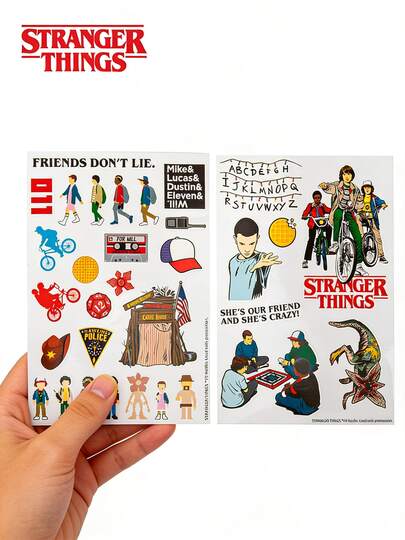  1 طقم ملصقات شخصيات كرتونية من مسلسل Netflix "Stranger Things"، 4 أنماط، للزينة على الدفتر والزجاجة المائية والهاتف وأدوات التخطيط الذاتي والقرطاسية، هدية تذكارية للمعجبين