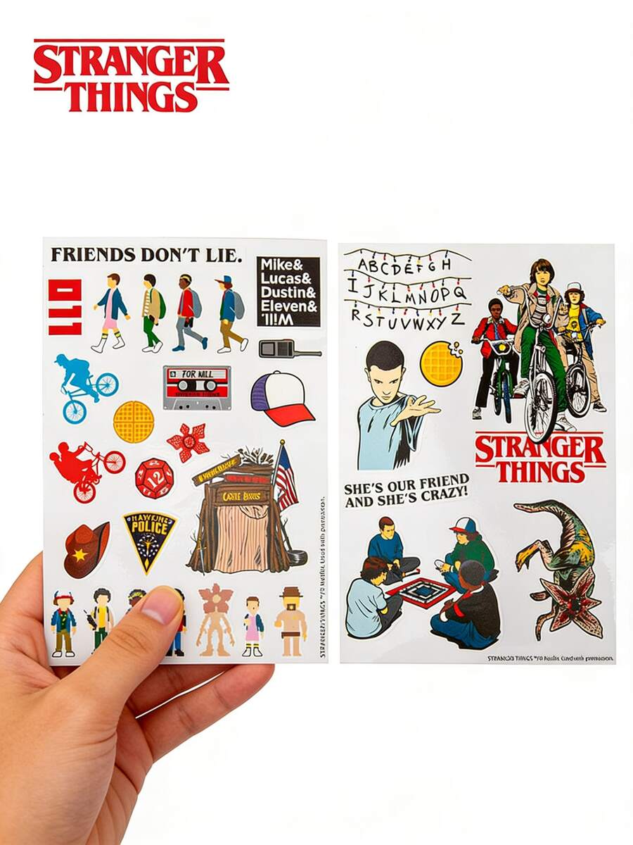 1 Set Of Netflix Stranger Things Cartoon Character Stickers, 4 Styles, Decorative For Notebook, Water Bottle, Phone, DIY Planner, Stationery, Collectible Gift For Fans - 1 Pack - View 1
