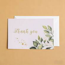 24pcs Green Leaf Thank You Cards, 6 Designs With Gold Foil Green Plant Themed Thank You Greeting Cards With Envelopes, Suitable For Wedding, Graduation, Kids, Birthday, Baby Shower, Anniversary - 24Pcs-a - View 9