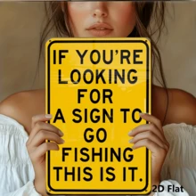 2D平面設計趣味復古金屬鐵製標誌「If You're Looking For A Sign For Fishing, This Is It」耐用牆面裝飾，適用於居家、農舍、辦公室、酒吧、車庫、廚房、浴室 - 多色 - 查看 6