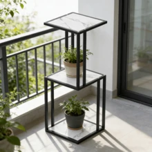 Support pour Plantes à 3 étages, pour Intérieur et Extérieur, Présentoir pour Pots de Fleurs, pour Balcon, Jardin, Patio, Table d'Appoint pour Salon - Marbré à 3 couches - Voir 7