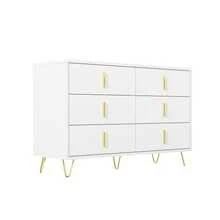 Elegant Sideboard With A Modern Design, Featuring Drawers And Ample Storage Space, Adorned With Gold Handles. - 白色 - 查看 2