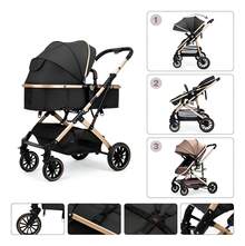 Cochecito De Bebé Convertible Con Modos De Dormir Y Sentarse - Negro - Ver 3