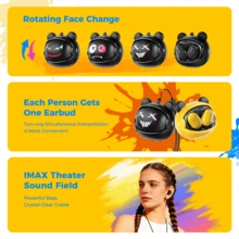 Miniso Écouteurs de traduction intelligente MS118 : Écouteurs sans fil Bluetooth 6.0 | Traduction IA en temps réel de 134 langues, logiciel gratuit à vie | 40 heures d'autonomie en lecture musicale, double mode pour les jeux et la musique | Charge rapide USB-C, cordon de transport, masque facial élégant et personnalisable, partenaire idéal pour le sport, les voyages et le travail - Jaune citron - Voir 4