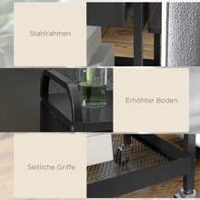 Rolling Trolley With Drawers And Shelves, Kitchen Trolley, Storage Trolley With Hooks, Ideal As An Extra Serving Cart In The Kitchen Or Living Room, In Black Steel. - Black - View 9