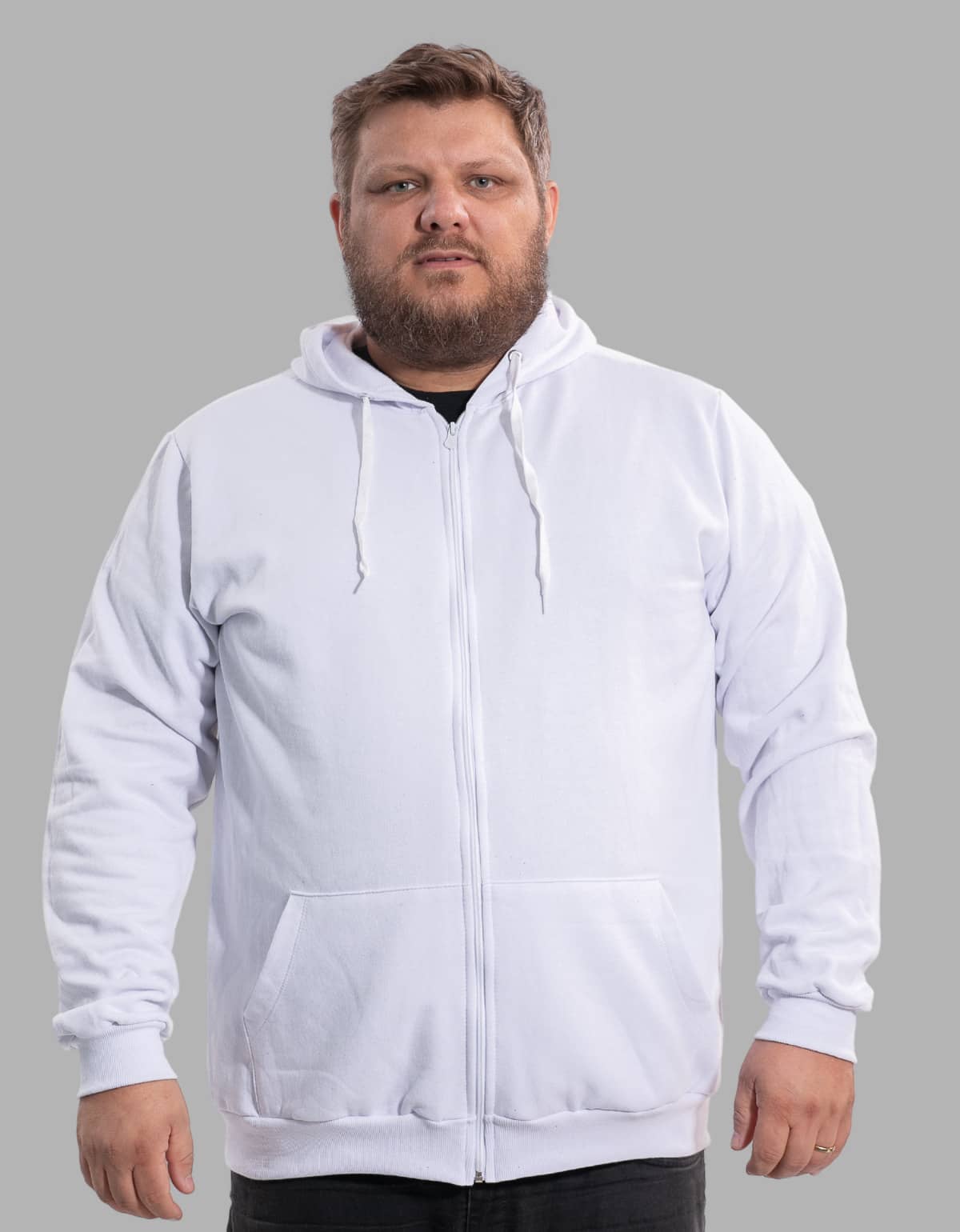 BENSMAT Men's Plus Size Fleece Sweatshirt/Sweater, Winter Style, Sizes G1 G2 G3 G4, Suitable For Cold Weather - White - View 1