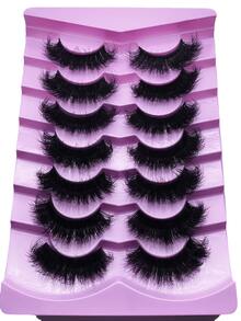 New 7 Pairs Set Of 9D Voluminous 16-25mm Synthetic Mink False Eyelashes. Fluffy And Dense For A Dramatic Effect. Thick, Lengthening And Reusable False Lashes To Create Captivating Eyes. - Black - View 3