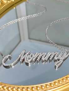 Dây chuyền khắc chữ theo yêu cầu, mặt dây chuyền phong cách Hip-Hop cá nhân hóa dành cho nữ, dây chuyền nylon có mặt dây chuyền, trang sức khắc chữ theo yêu cầu, món quà hoàn hảo cho các cặp đôi, bạn bè và cha mẹ, thời trang bạc, thời trang mùa thu, giản dị và tối giản, tối giản, trung tính, tùy chỉnh thời trang, cá nhân hóa, độc đáo, món quà lý tưởng cho bạn gái, mẹ, thành viên gia đình, quà tặng Ngày của Mẹ - Dây chuyền đính kim cương toàn phần kiểu 6 - Xem 14