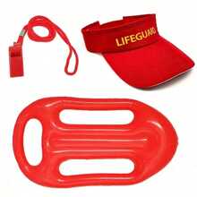 1/2/3/4/5 Pcs Summer New Lifeguard Costume Set, Includes Swimsuit, Sunhat, Fashion Glasses, Whistle, Surfboard Bag, Beach Holiday Outfit, Suitable For Halloween, Cosplay Party - Multicolor - View 8