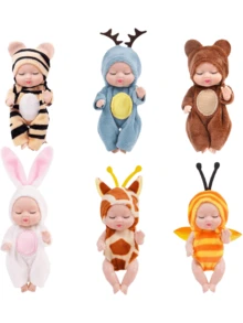 Búp bê tái sinh mini, Búp bê nhồi bông trẻ em, Búp bê sống động như thật có thể giặt được với trang phục động vật nhiều màu sắc, Búp bê dễ thương, Búp bê nhập vai, Thích hợp cho bé trai và bé gái, Quà tặng sinh nhật, Búp bê tái sinh, Búp bê, Búp bê nhồi bông, Búp bê - nhiều màu - Xem 3