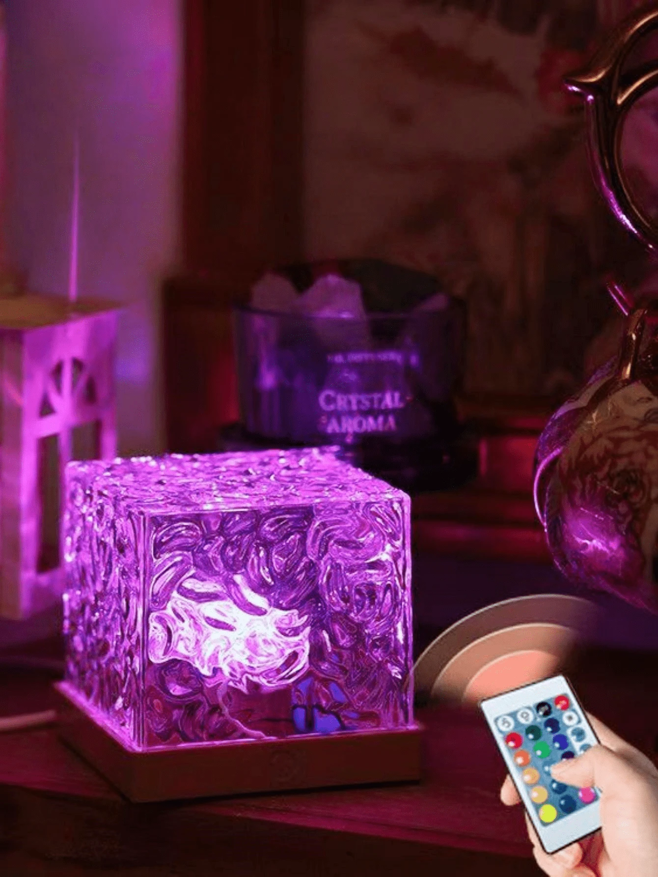 1 pieza Lámpara de proyección Aurora - Luz de cielo estrellado con control remoto y cambio de color alimentada por USB, 16 colores de iluminación, crea un ambiente romántico y acogedor, lámpara de ambiente RGB, adecuada para luz nocturna de dormitorio y decoración de habitación de adultos, regalo, lámpara de mesita de noche - Multicolor - Ver 1
