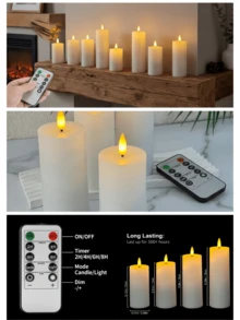 4/8pcs Battery Operated LED Candles, Flameless, With Remote Control, Suitable For Home, Halloween, Christmas, Party, Wedding, Dining Table - White - View 5