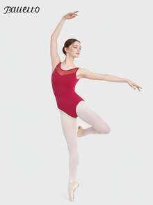 balletto Áo liền quần ba lê dành cho người lớn, áo liền quần thể dục dụng cụ ôm sát, đồng phục khiêu vũ không tay dùng cho buổi thử giọng, áo liền quần ôm sát cơ bản dành cho nữ. - Màu Đỏ Sâu - Xem 5