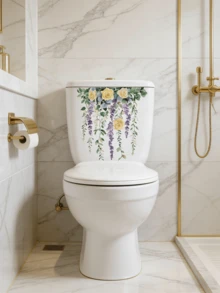 1 pieza Adhesivo de pared para baño con diseño de enredadera púrpura, decoración de pared de PVC resistente al agua, fácil de aplicar y retirar, decoración del hogar, adhesivo de pared - Pegatinas decorativas para el baño - Ver 1