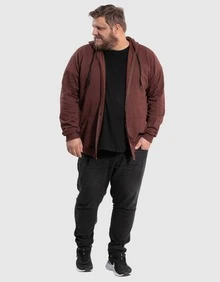 BENSMAT Men's Plus Size Fleece Sweatshirt/Sweater, Winter Style, Sizes G1 G2 G3 G4, Suitable For Cold Weather - Rust Brown - View 3