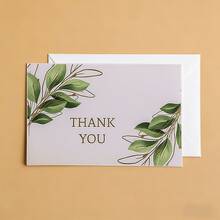 24pcs Green Leaf Thank You Cards, 6 Designs With Gold Foil Green Plant Themed Thank You Greeting Cards With Envelopes, Suitable For Wedding, Graduation, Kids, Birthday, Baby Shower, Anniversary - 24Pcs-a - View 13