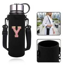 1 túi đựng bình nước thể thao giữ nhiệt 550-1500ml, kiểu đeo chéo, có dây đeo điều chỉnh được, kèm vỏ đựng bình nước thêu chữ A-Z. - màu đen - Xem 112